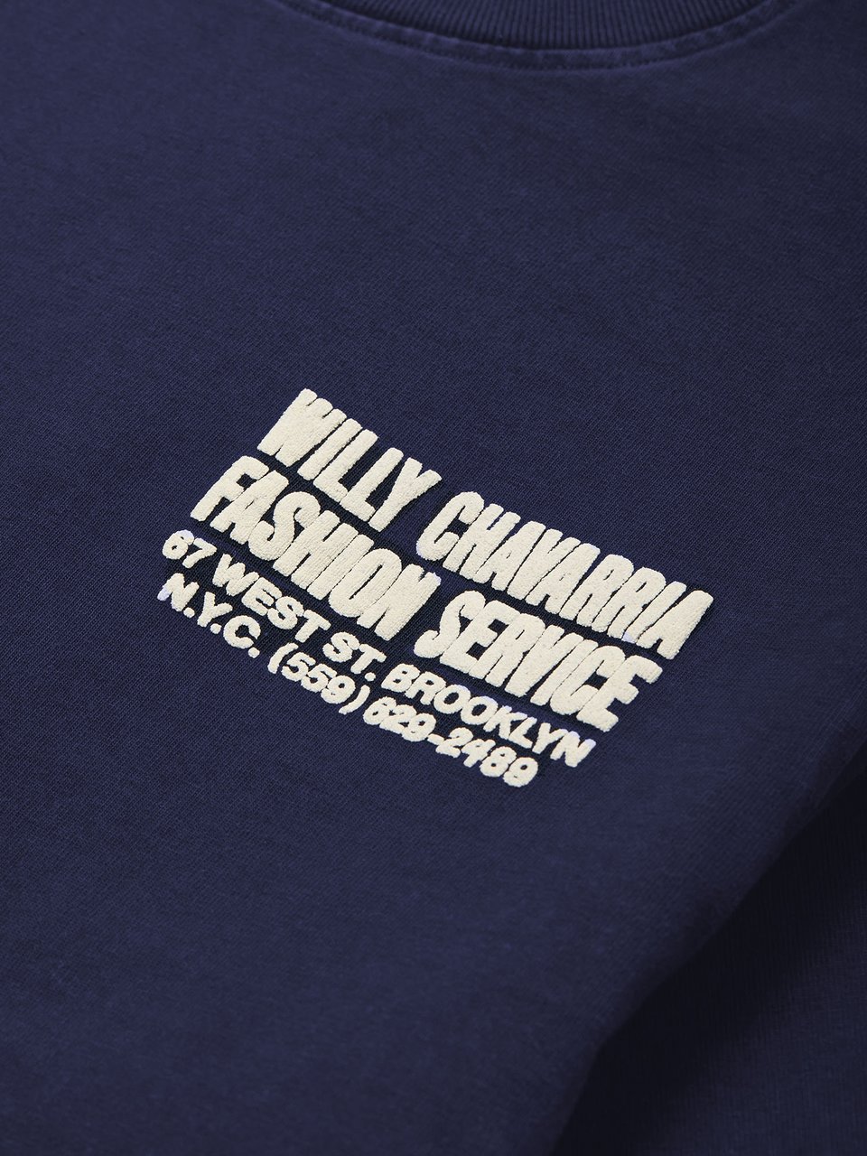 Willy Chavarria Navy Printed Cotton T-Shirt Blauw