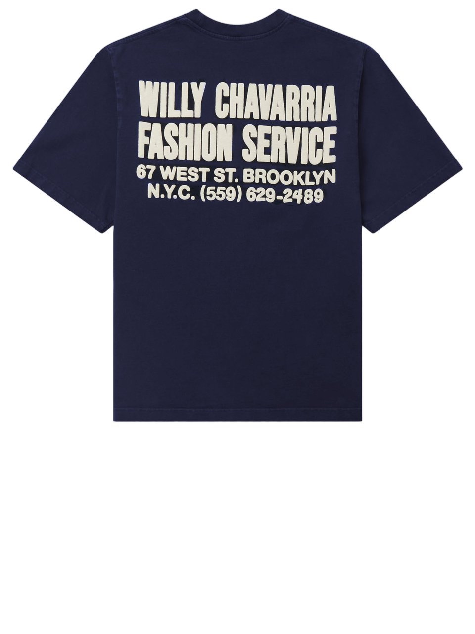 Willy Chavarria Navy Printed Cotton T-Shirt Blauw