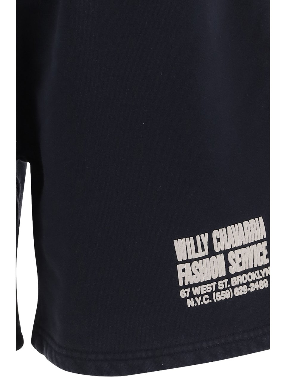 Willy Chavarria Relaxed Fit Cotton Shorts with Contrast Logo Zwart
