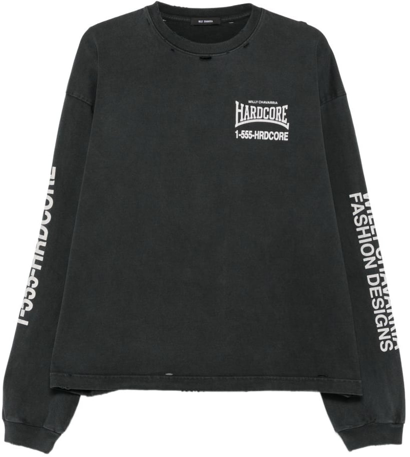 Willy Chavarria T-Shirts And Polos Black Donkergrijs