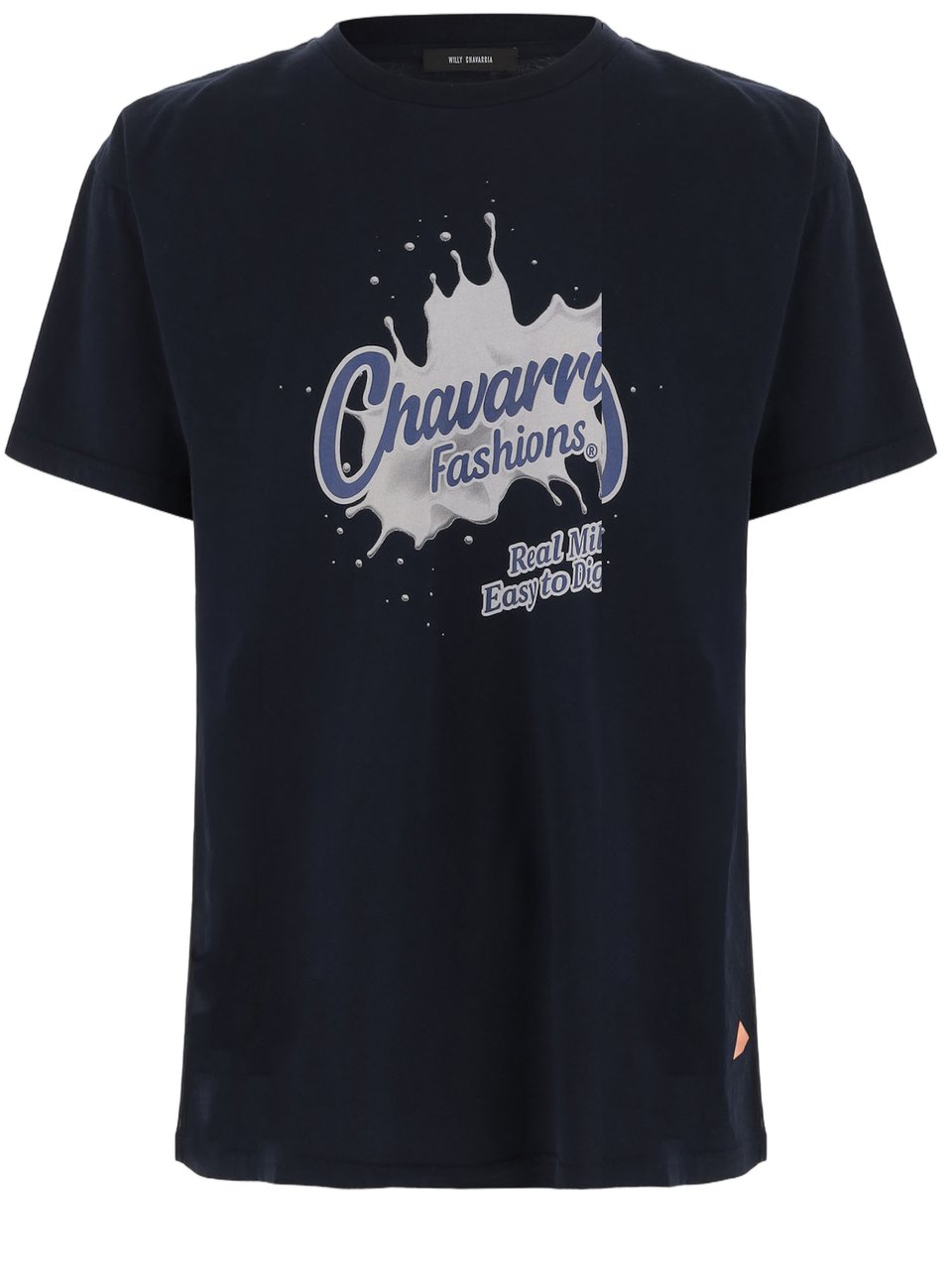 Willy Chavarria Navy Printed Cotton T-Shirt Zwart