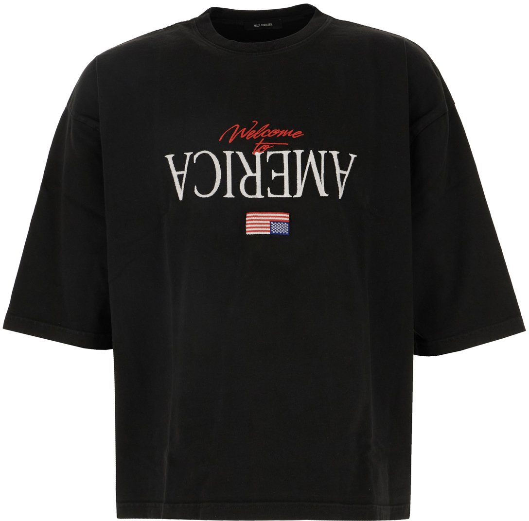 Willy Chavarria Willy Chavarria Black cotton t-shirt Zwart