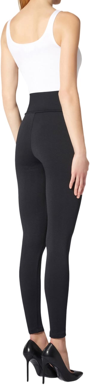 Wolford Wellness Leggings High-Waisted Ribbed Texture Leggings Zwart