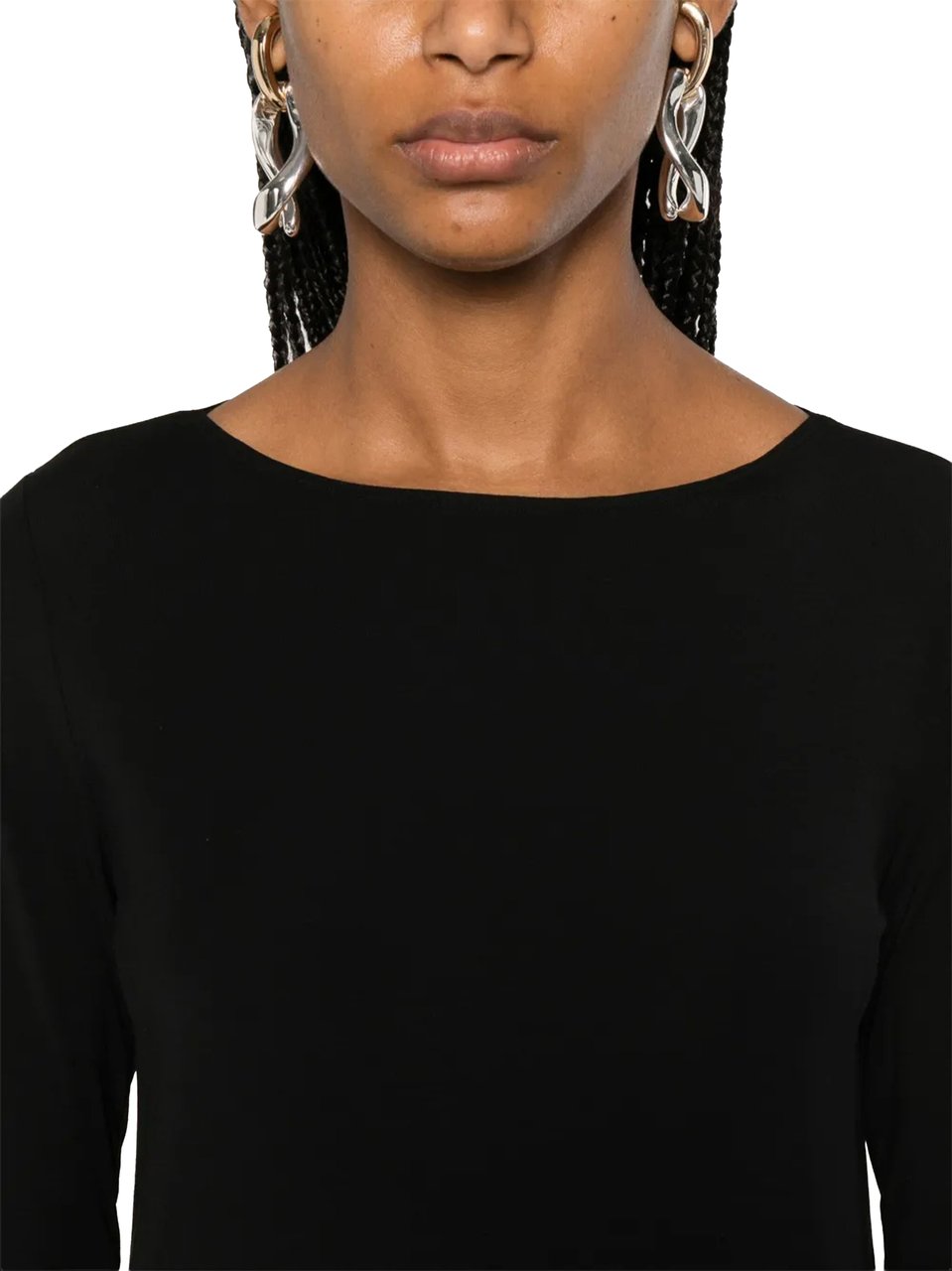 Wolford Black Pure Top Fitted Boat Neck Top Zwart