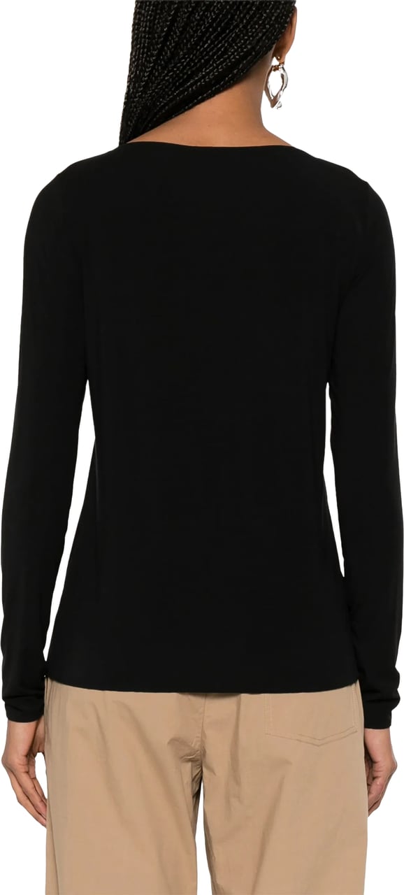Wolford Black Pure Top Fitted Boat Neck Top Zwart