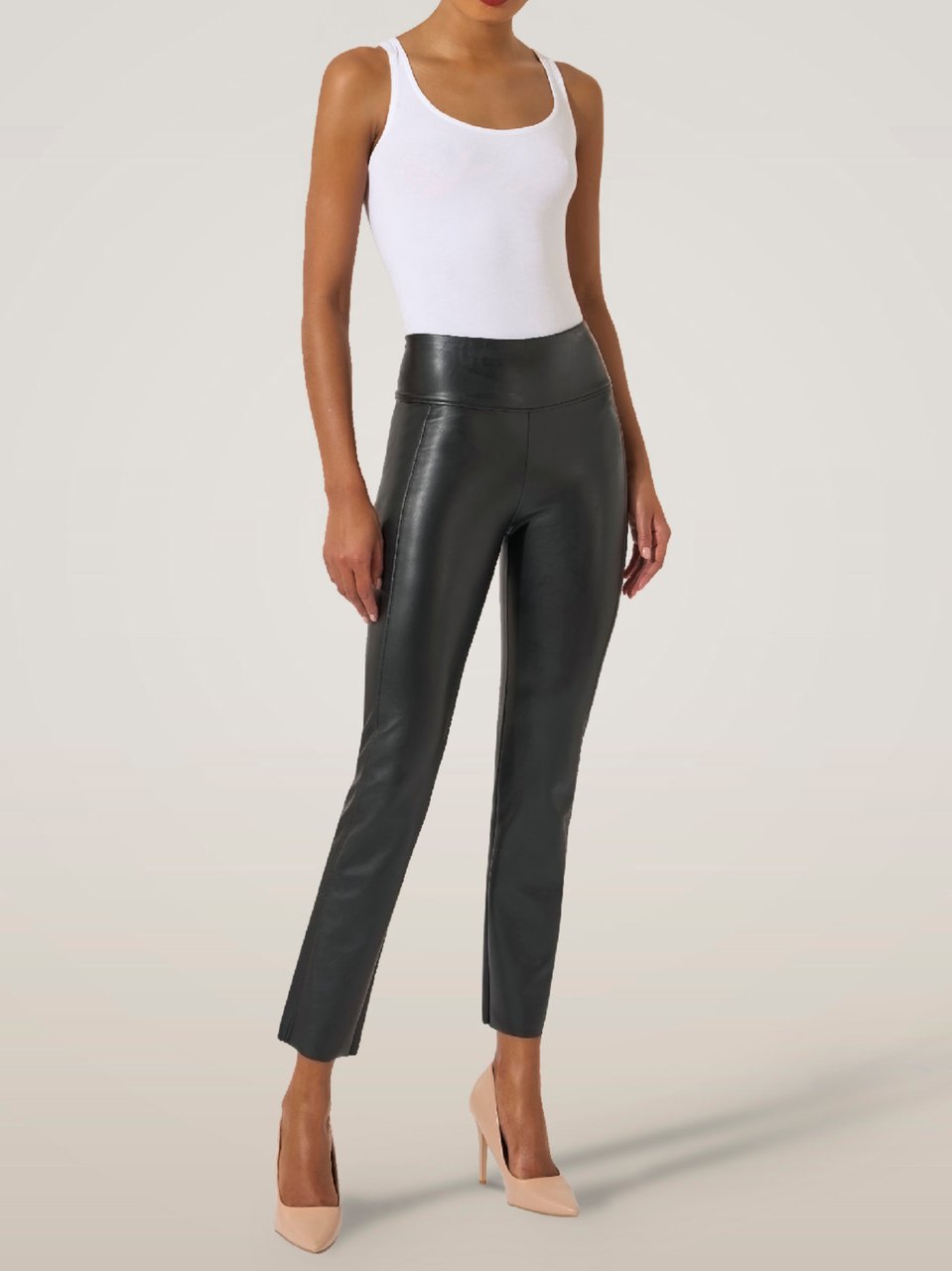Wolford Form-Fitting Trousers with Glossy Finish and High Waistband Zwart