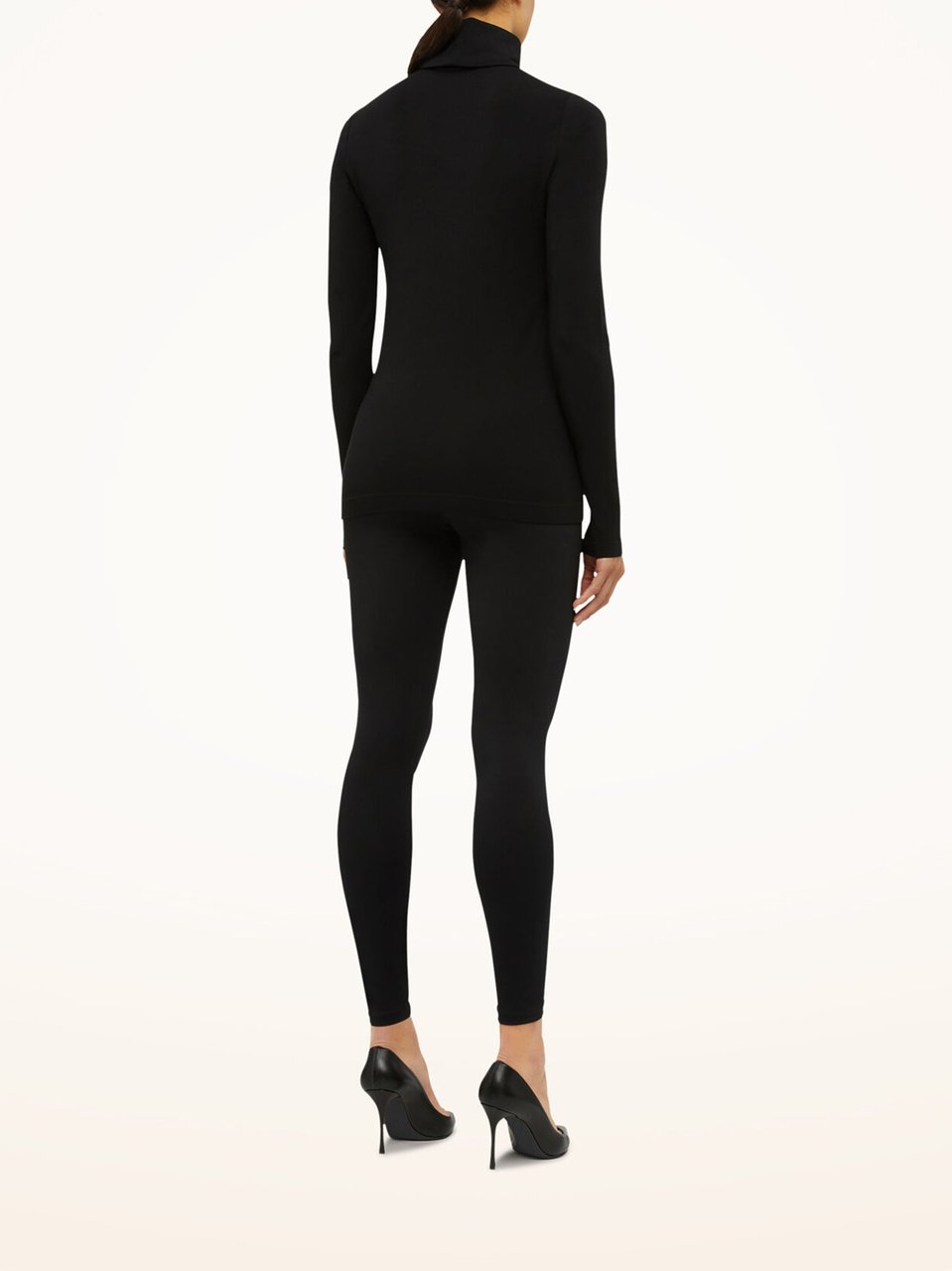 Wolford Black Aurora Biodegradable Fabric Fitted Turtleneck Zwart