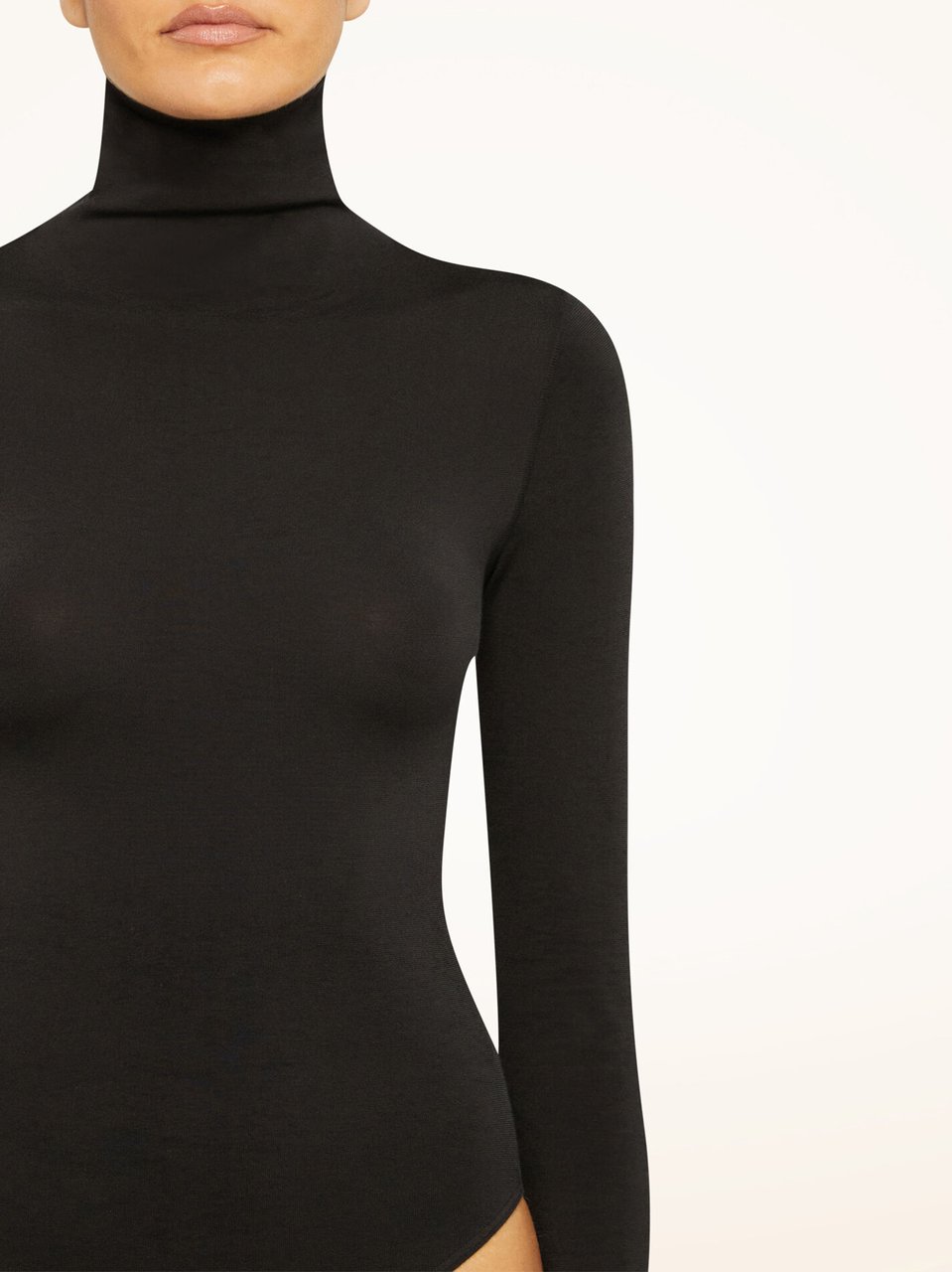 Wolford Black Colorado Matte Knit Turtleneck Bodysuit Zwart