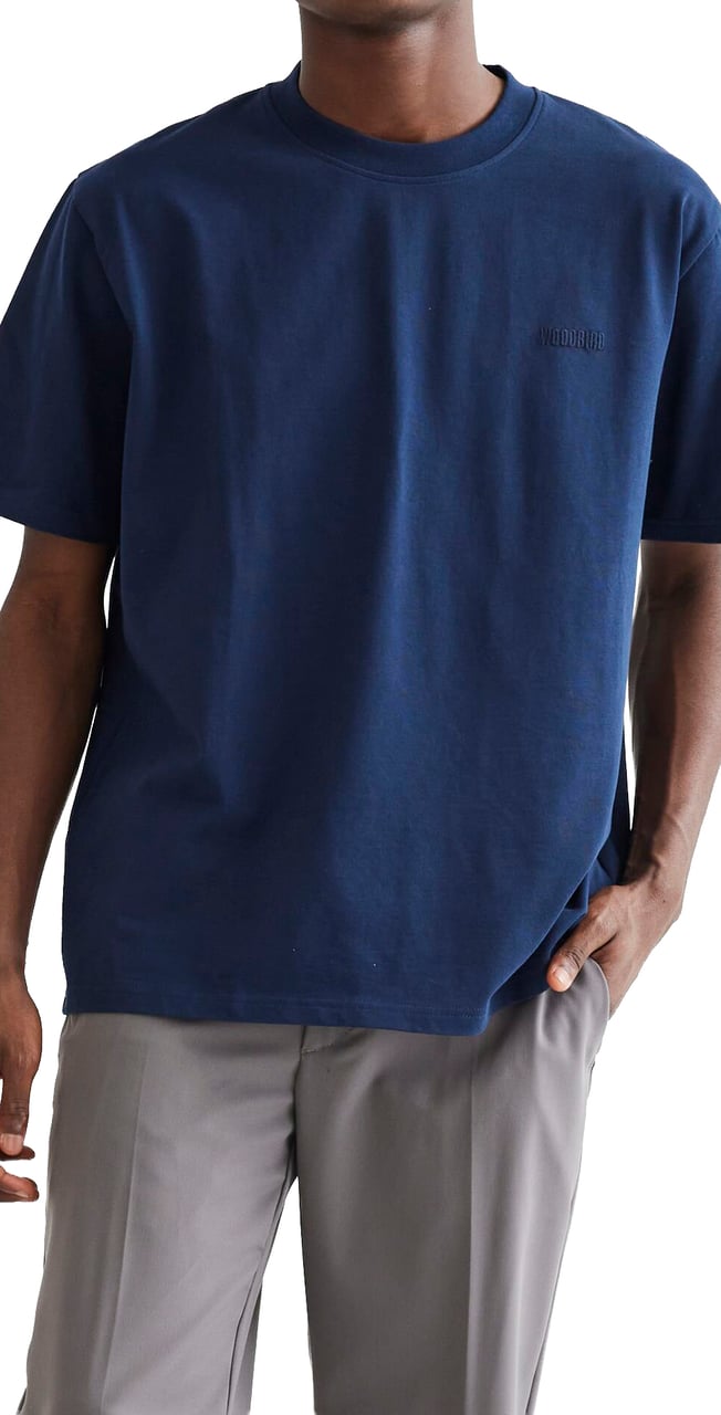 Woodbird Woodbird - Baine base tee - 2100-430 - Navy Blauw