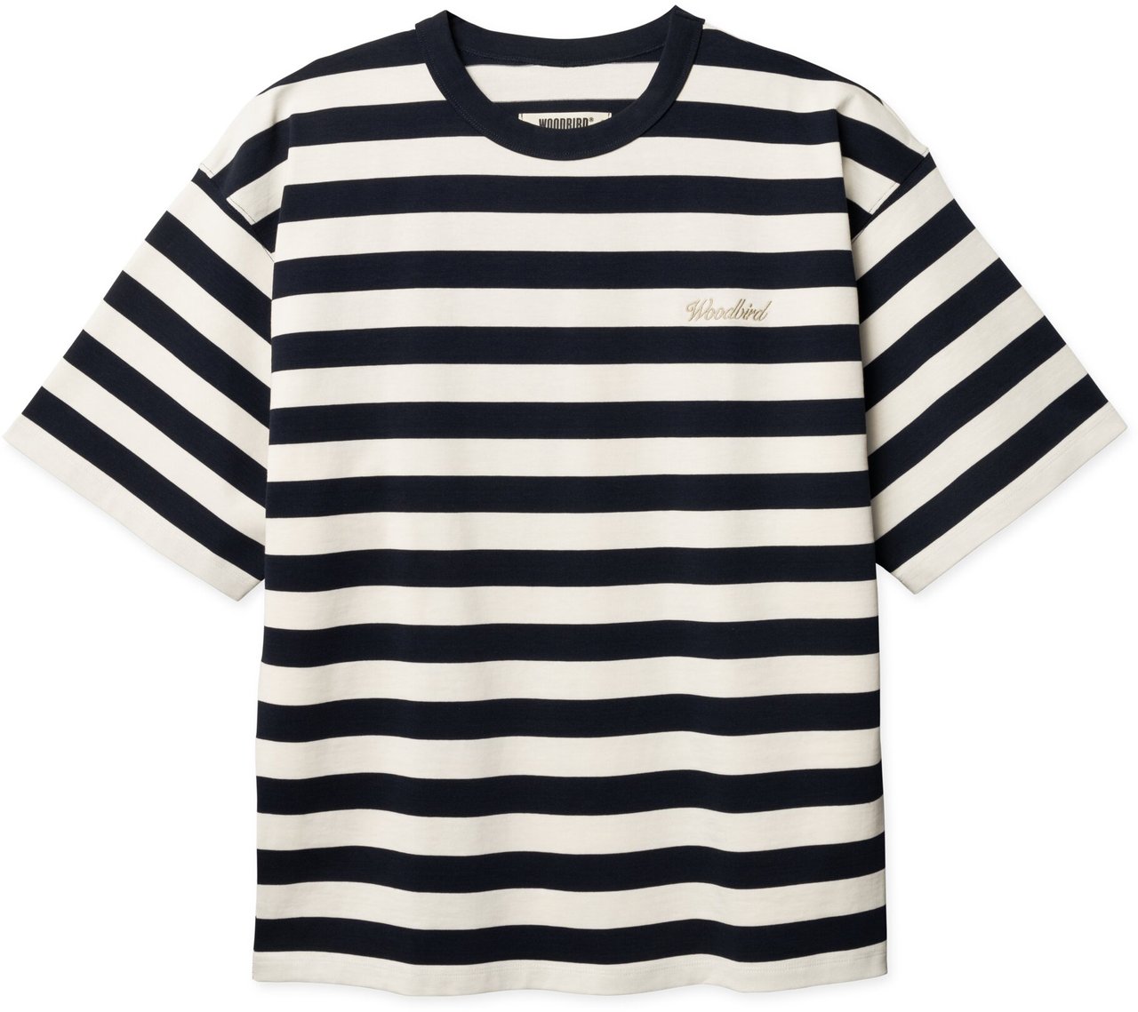 Woodbird - Beam stripe tee - 2616-408 - Dark navy Blauw