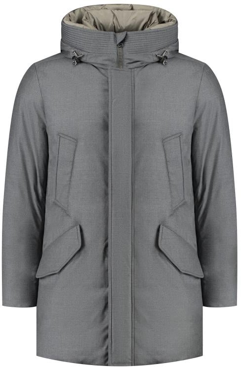Woolrich Luxe Wool Silk Parka Grijs