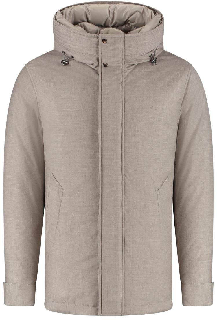 Woolrich Lp Wool Silk Short Parka Beige