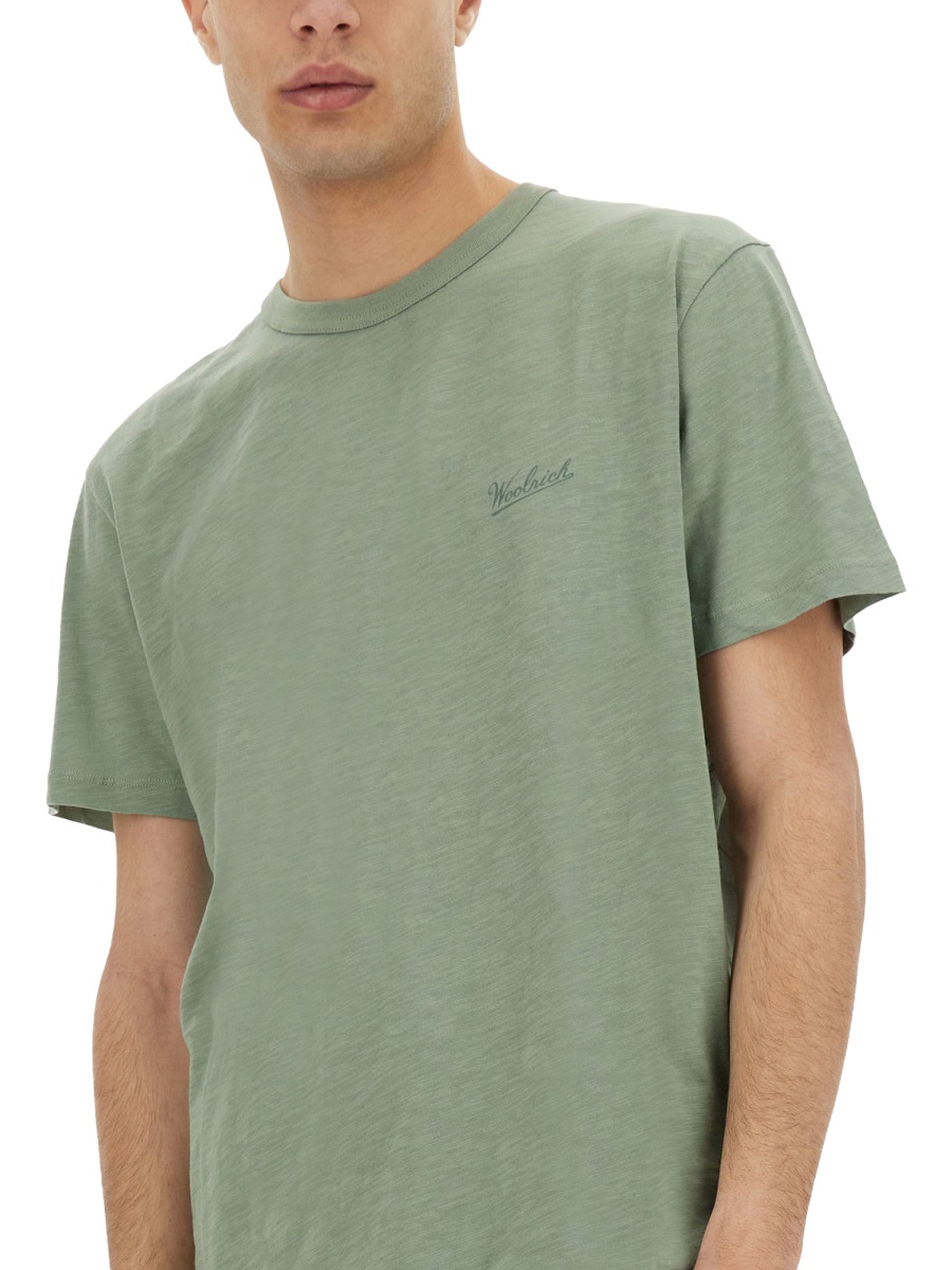 Woolrich FLAMED COTTON T-SHIRT Groen