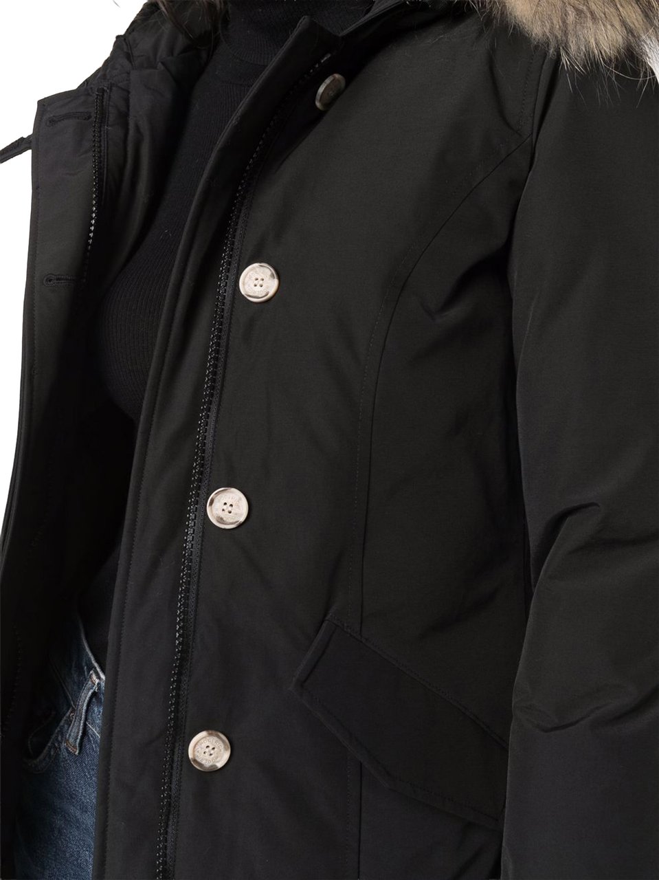 Woolrich Black Arctic Raccoon Down Parka Zwart