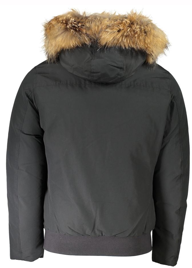 Woolrich Woolrich Gray Cotton Men Jacket with Hood and Removable Fur Grijs