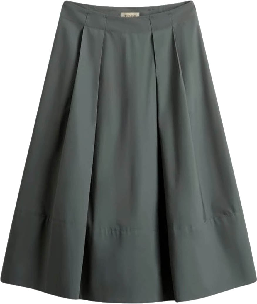 Woolrich Pure Cotton Poplin Front Pleated Skirt Grijs