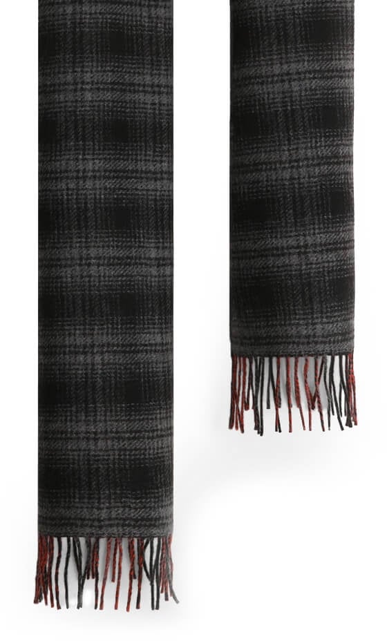 Woolrich WOOLRICH DOUBLE WOOL CHECK GREY SCARF Grijs