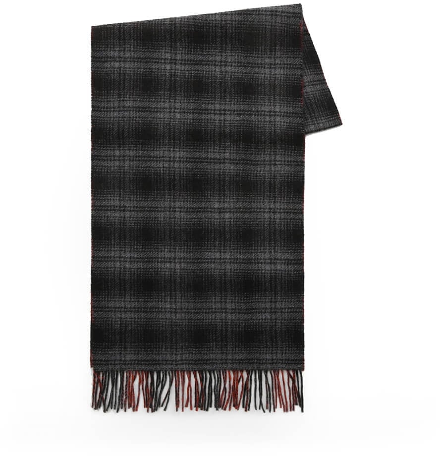 Woolrich WOOLRICH DOUBLE WOOL CHECK GREY SCARF Grijs