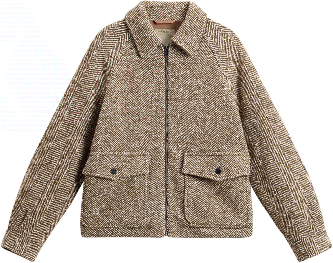 Woolrich Harringbone Jacket White Beige Beige