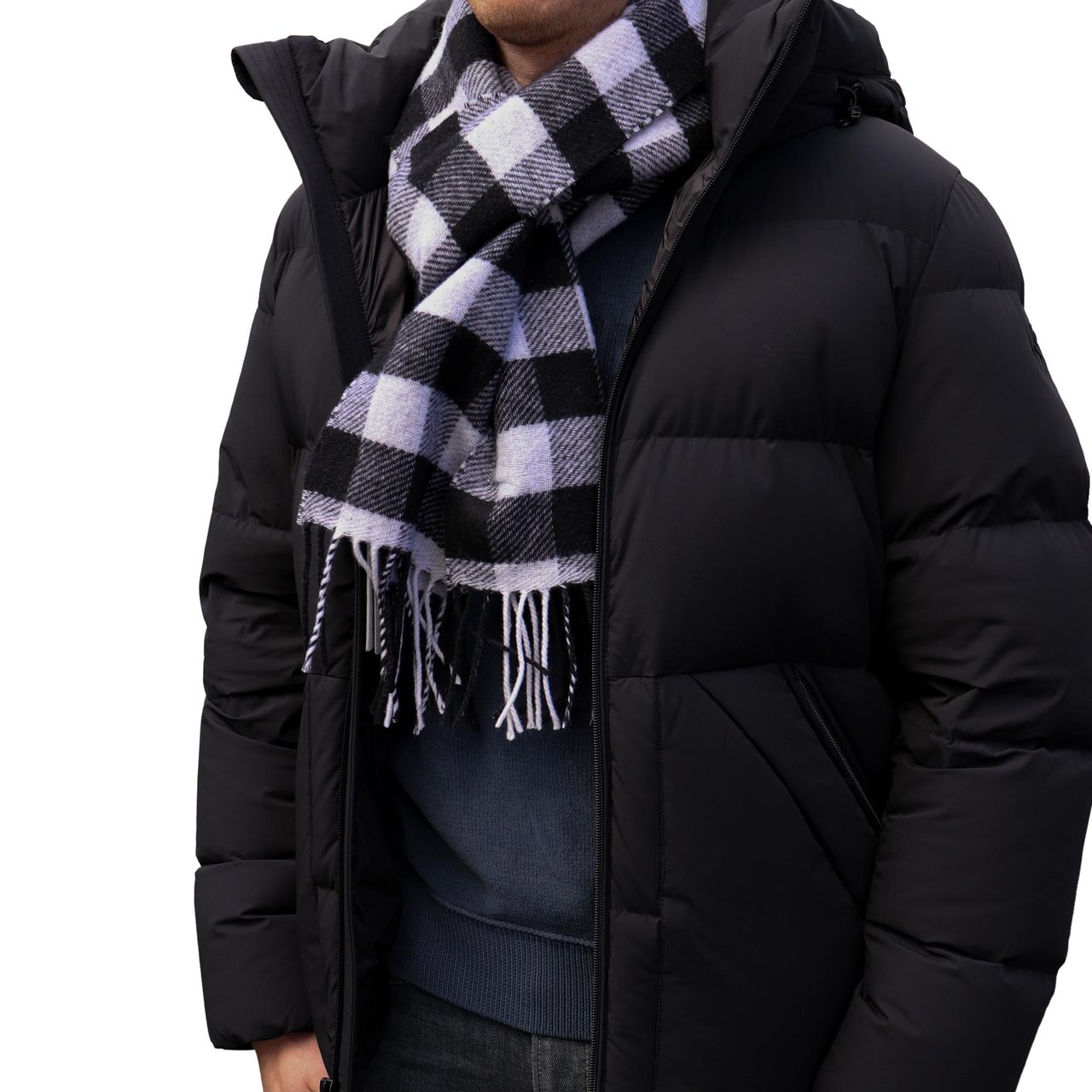 Woolrich Unisex Woolen Buffalo Scarf White Buffalo Zwart