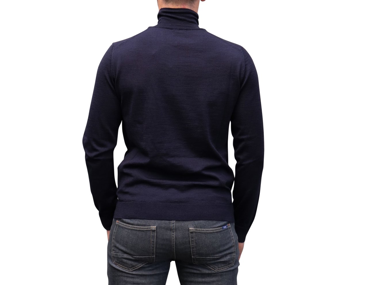Woolrich Merinos Logo Turtleneck Dark Blue Blauw