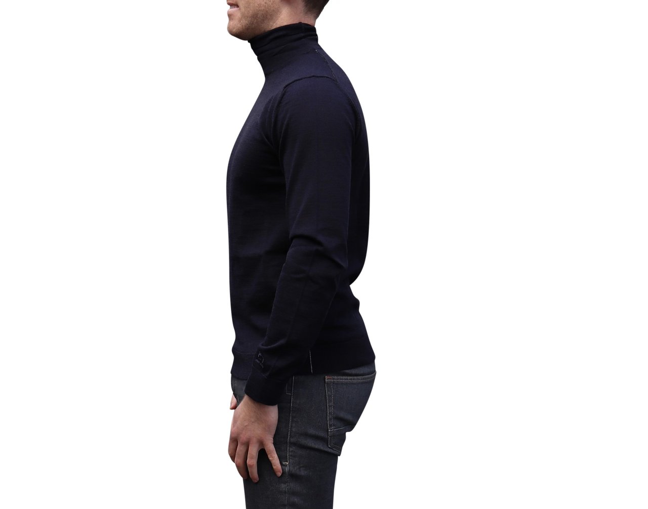 Woolrich Merinos Logo Turtleneck Dark Blue Blauw