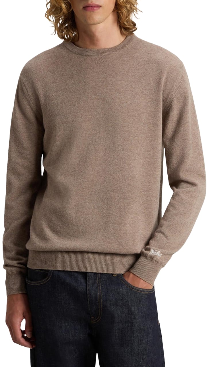 Woolrich Heren Lambswool Crewneck Beige