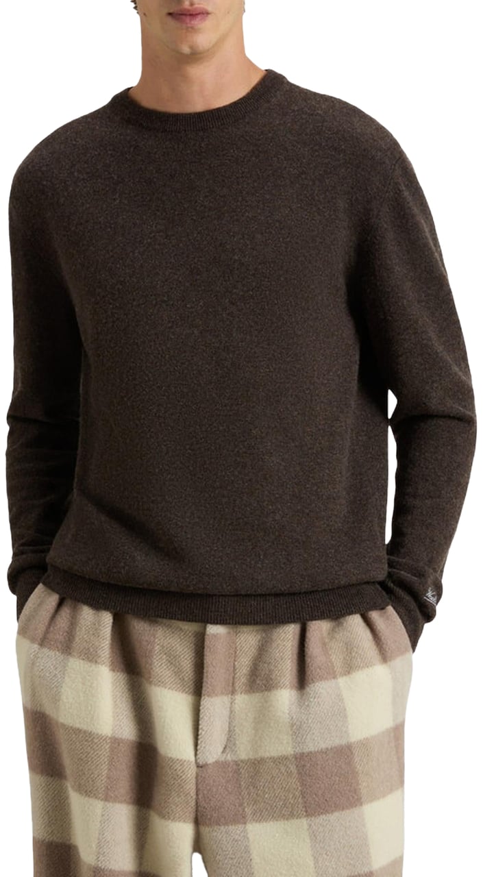 Woolrich Heren Lambswool Crewneck Bruin