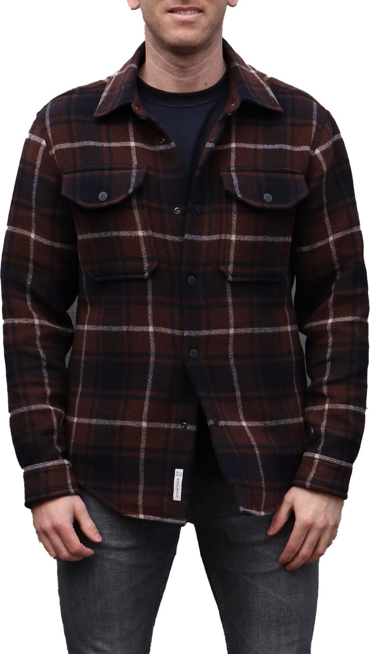 Woolrich Alaskan Bonded Overshirt Brown Check Zwart