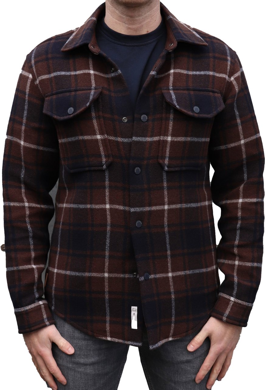 Woolrich Alaskan Bonded Overshirt Brown Check Zwart