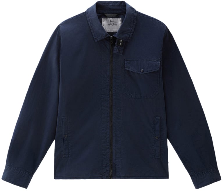 Woolrich Gabardine Overshirt Melton Blue Blauw