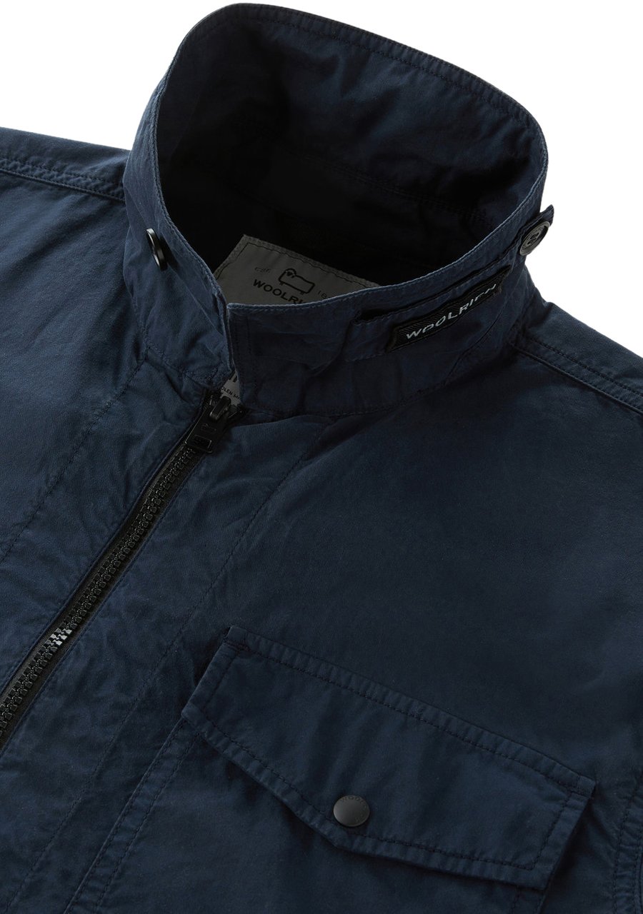 Woolrich Gabardine Overshirt Melton Blue Blauw