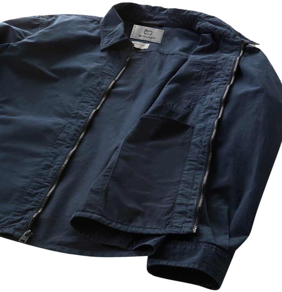 Woolrich Gabardine Overshirt Melton Blue Blauw