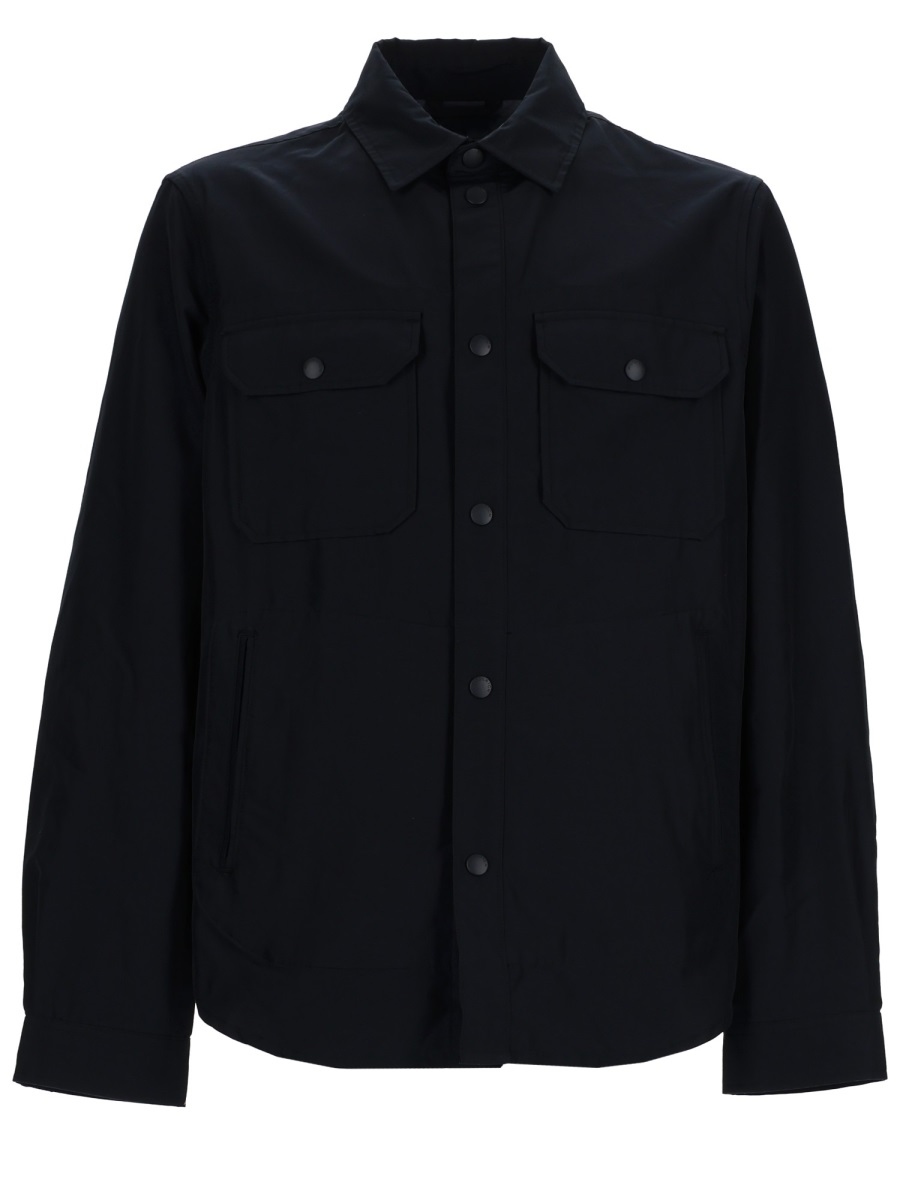 Woolrich Neutrals Structured Ramar Cotton Overshirt Zwart