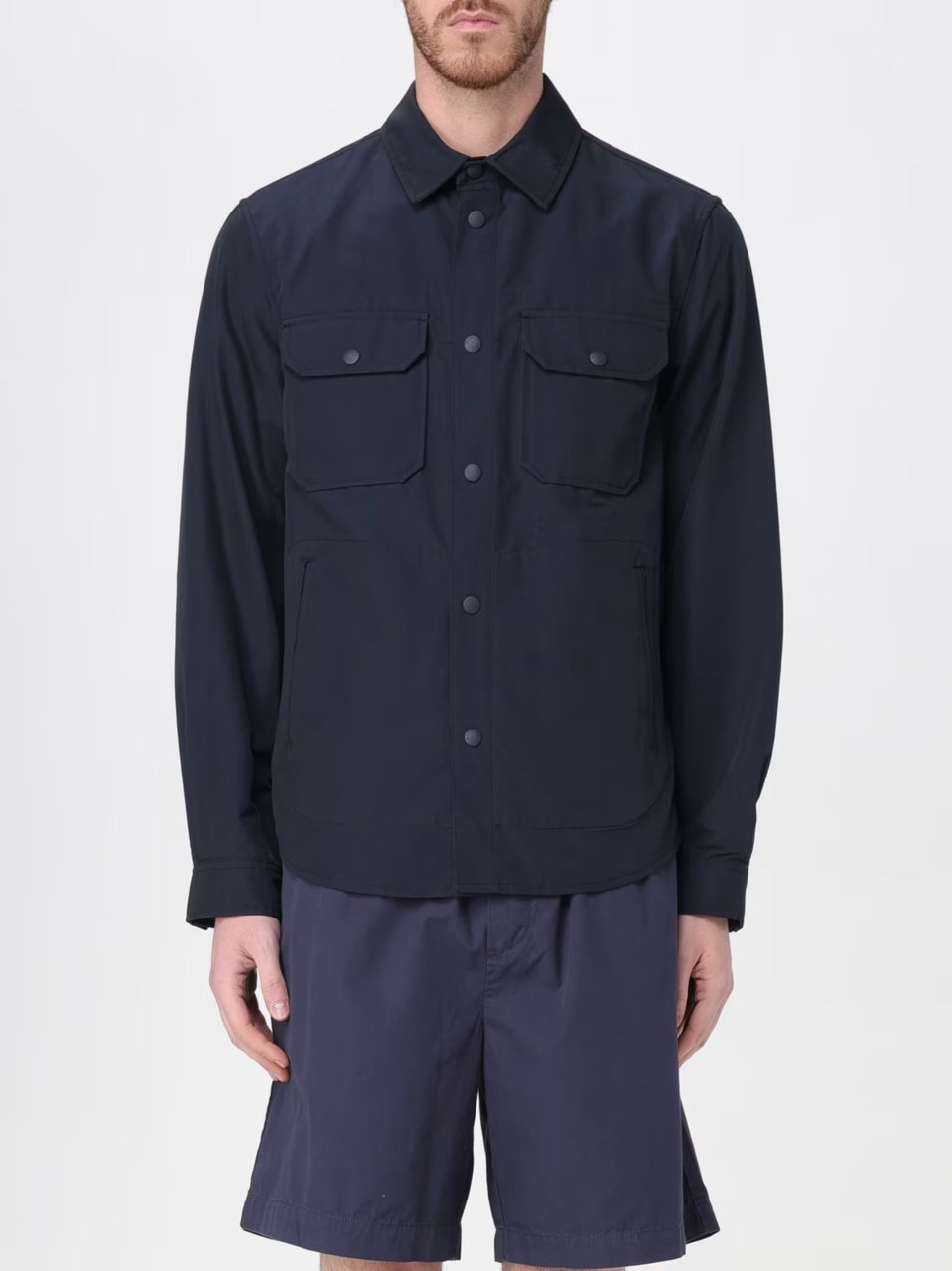 Woolrich Dark Navy Cotton Linen Shirt Zwart