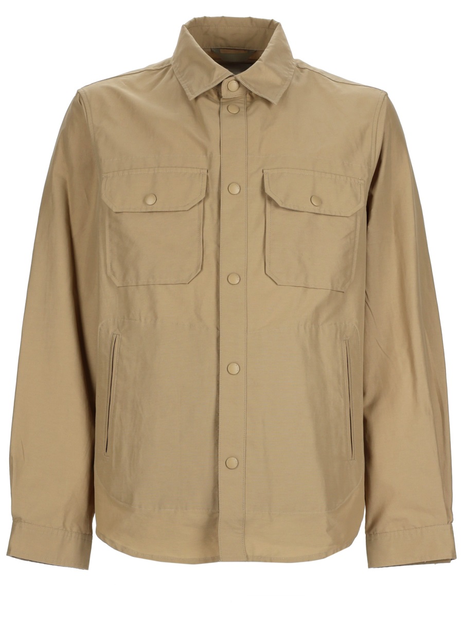 Woolrich Neutrals Structured Ramar Cotton Overshirt Neutraal