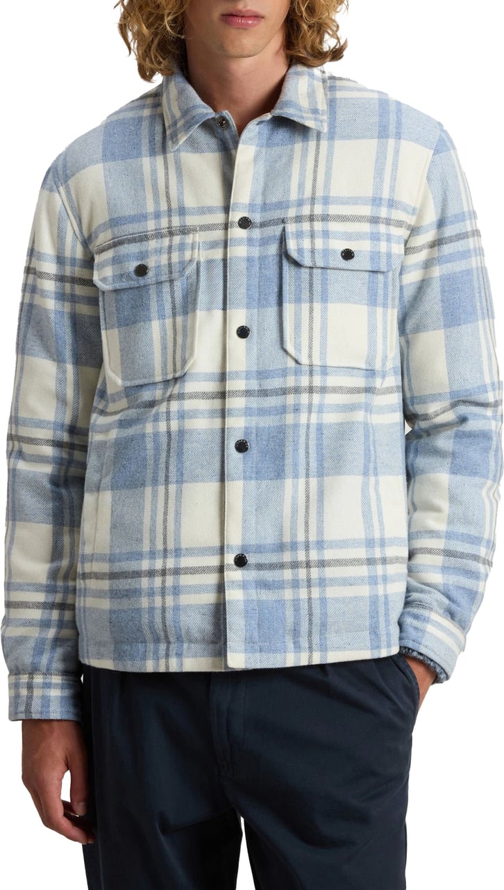 Woolrich Woolrich Wool Check Alaskan Shirt Jacket Lange Mouw Overhemden Blauw Cfwoos2018mrut3046 Blauw
