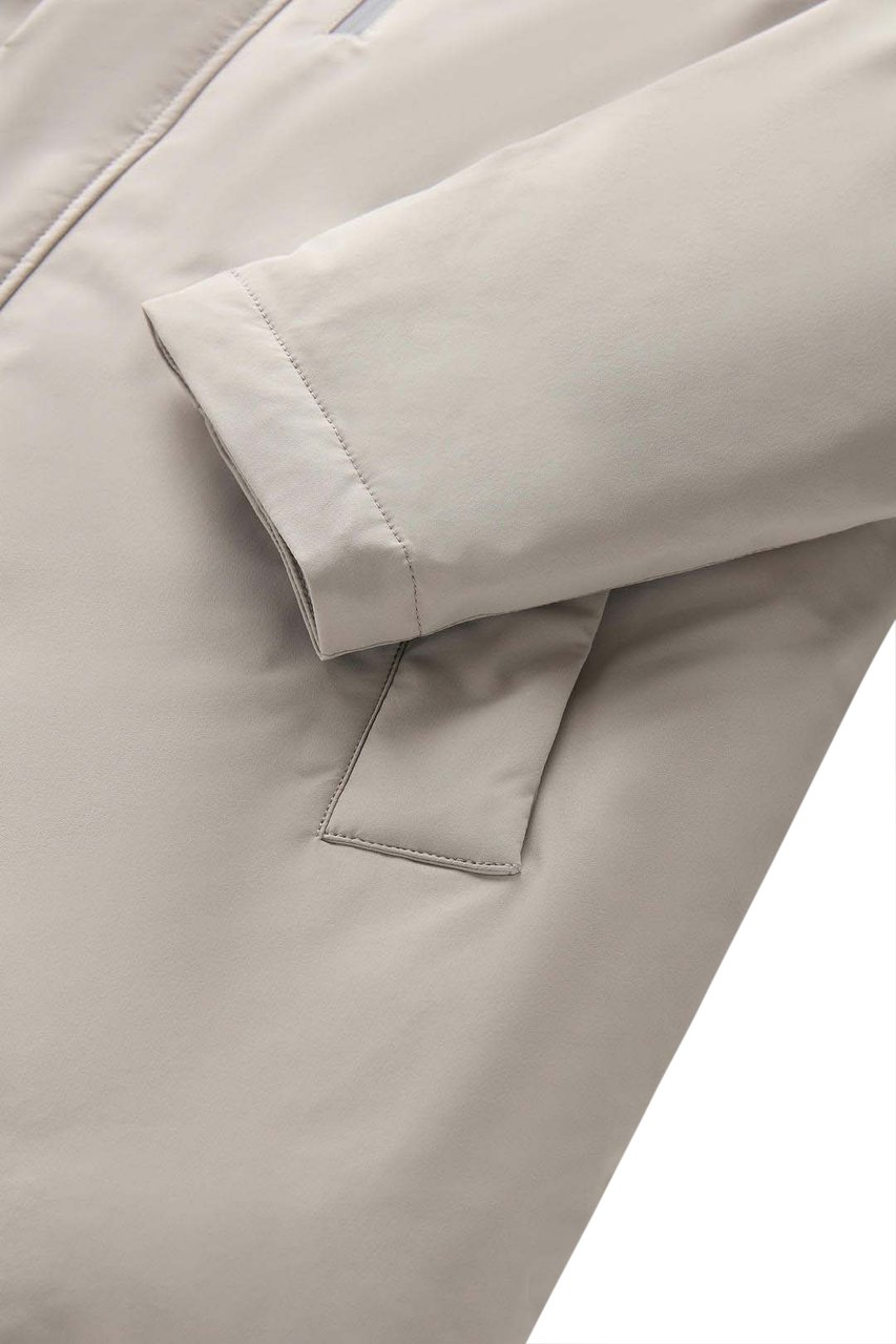 Woolrich Mountain Stretch Down Parka Taupe Beige
