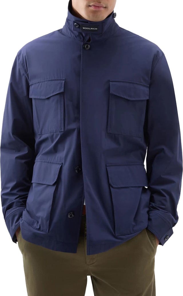 Woolrich Matt Stretch Field Jacket Martime Blue Blauw