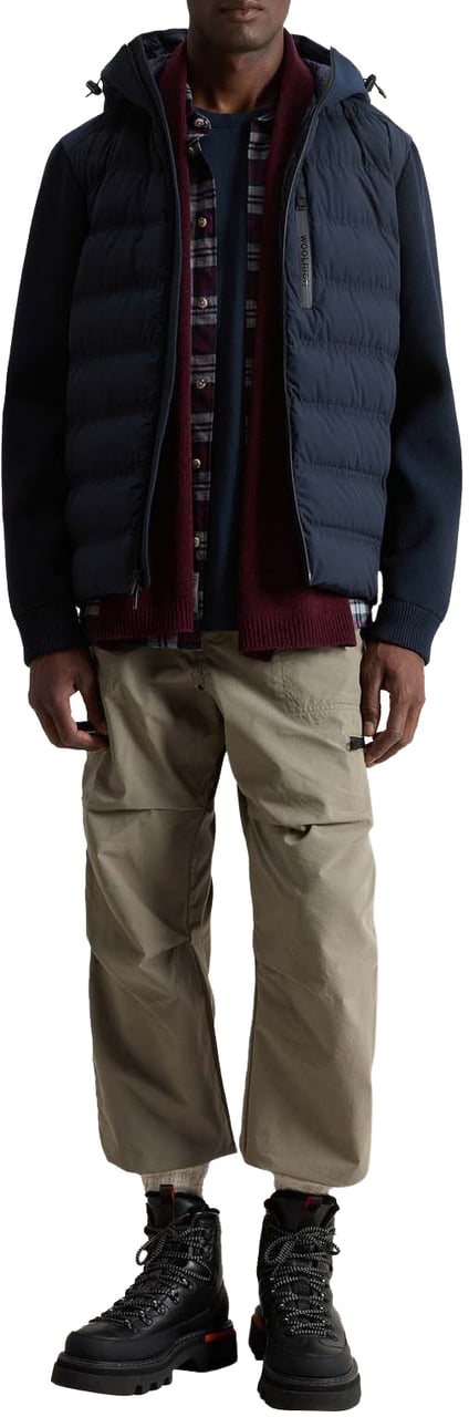Woolrich Bering Hybrid Jacket Melton Blue Blauw