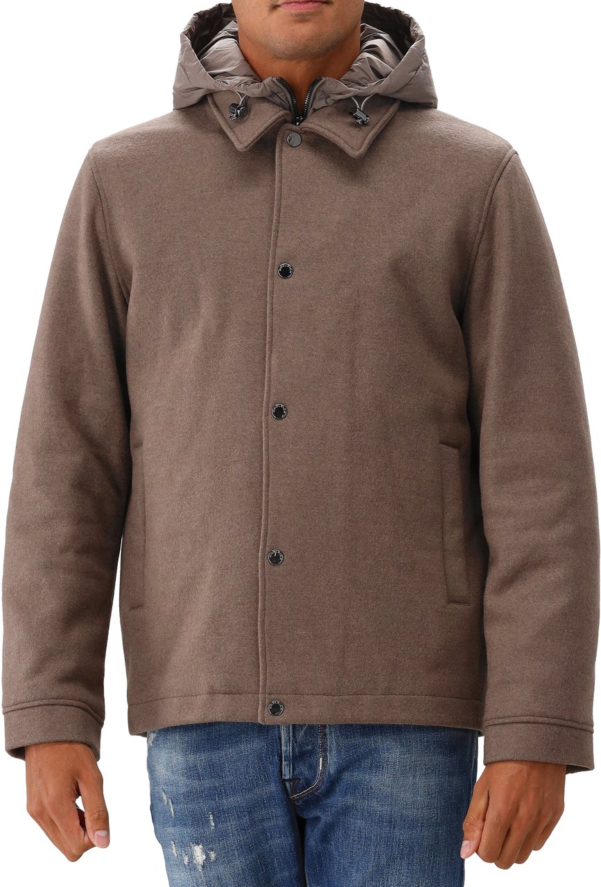 Woolrich Woolrich Parka Bruin Knitted Wool Shirt Jacket Falcon Bruin