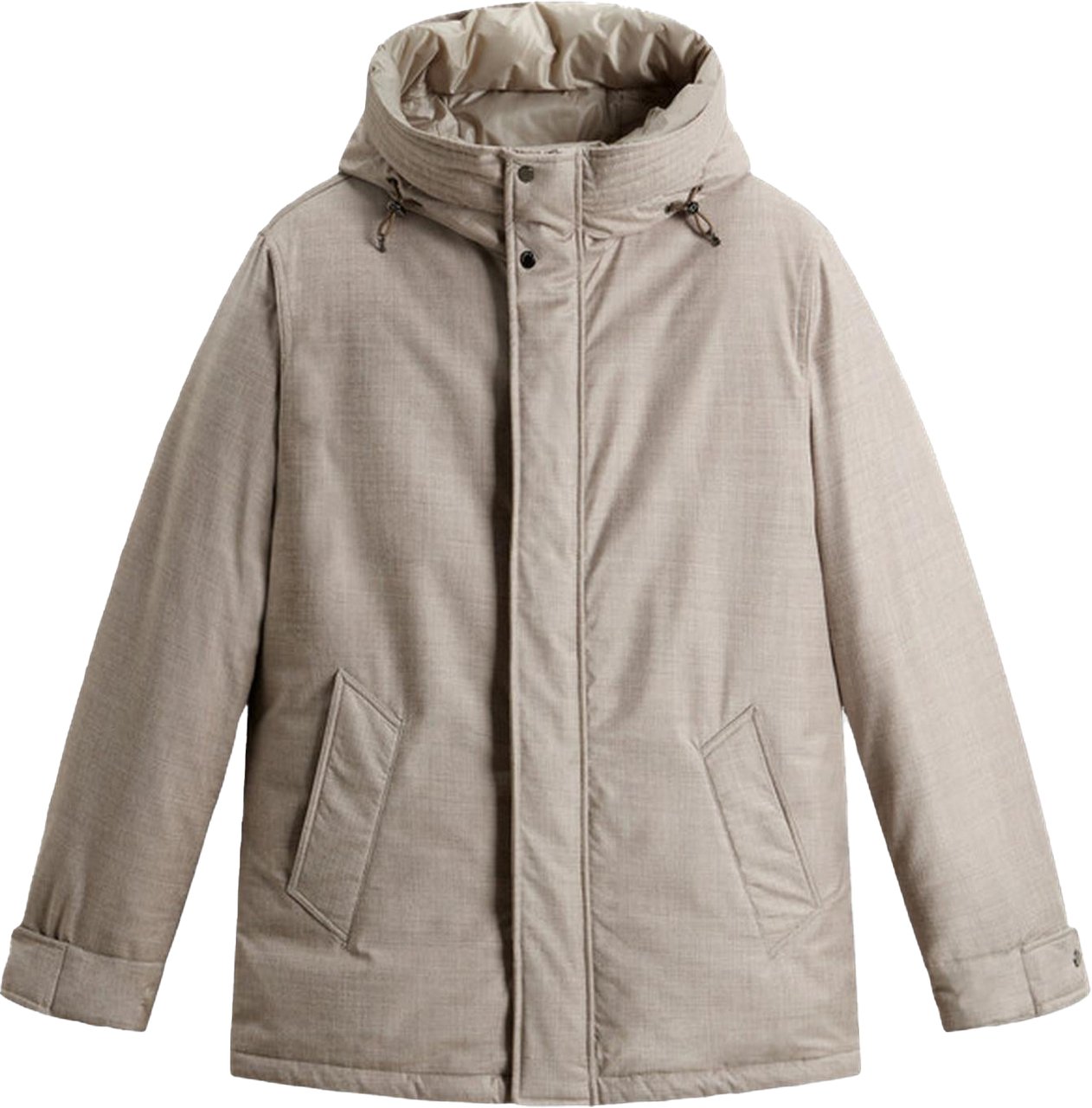 Woolrich Heren Wool Silk Short Parka Beige Beige