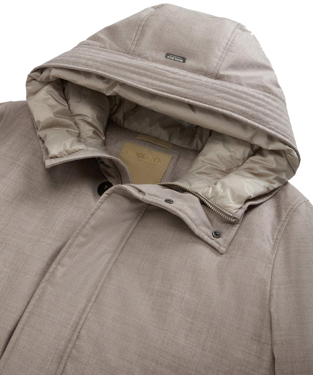 Woolrich Heren Wool Silk Short Parka Beige Beige