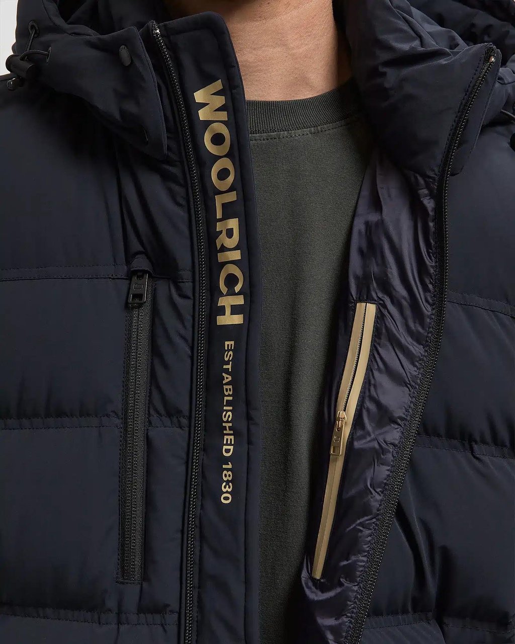 Woolrich Matt Stretch Puffer Jacket Melton Blue Blauw