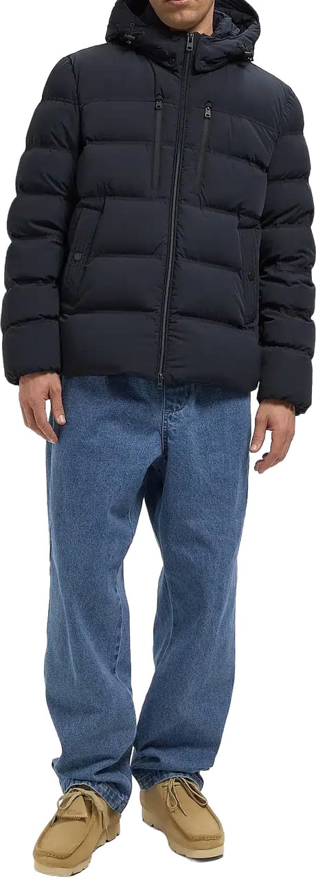 Woolrich Matt Stretch Puffer Jacket Melton Blue Blauw