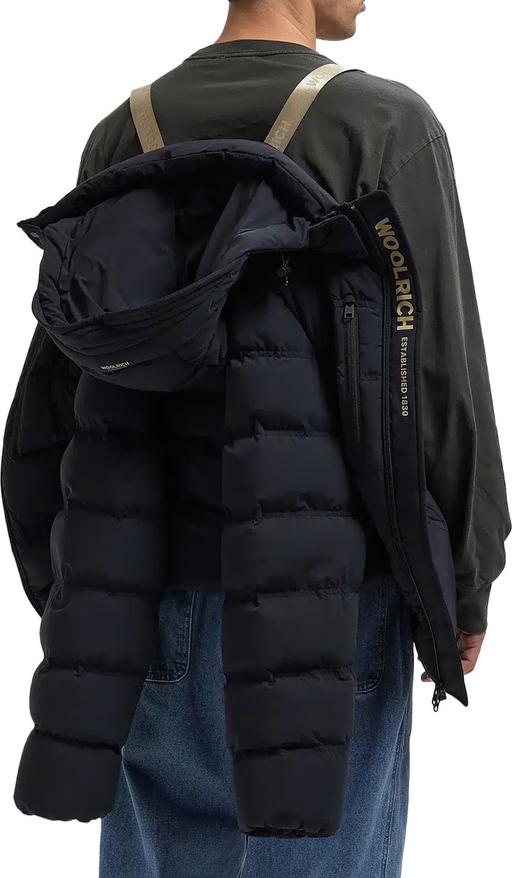 Woolrich Matt Stretch Puffer Jacket Melton Blue Blauw