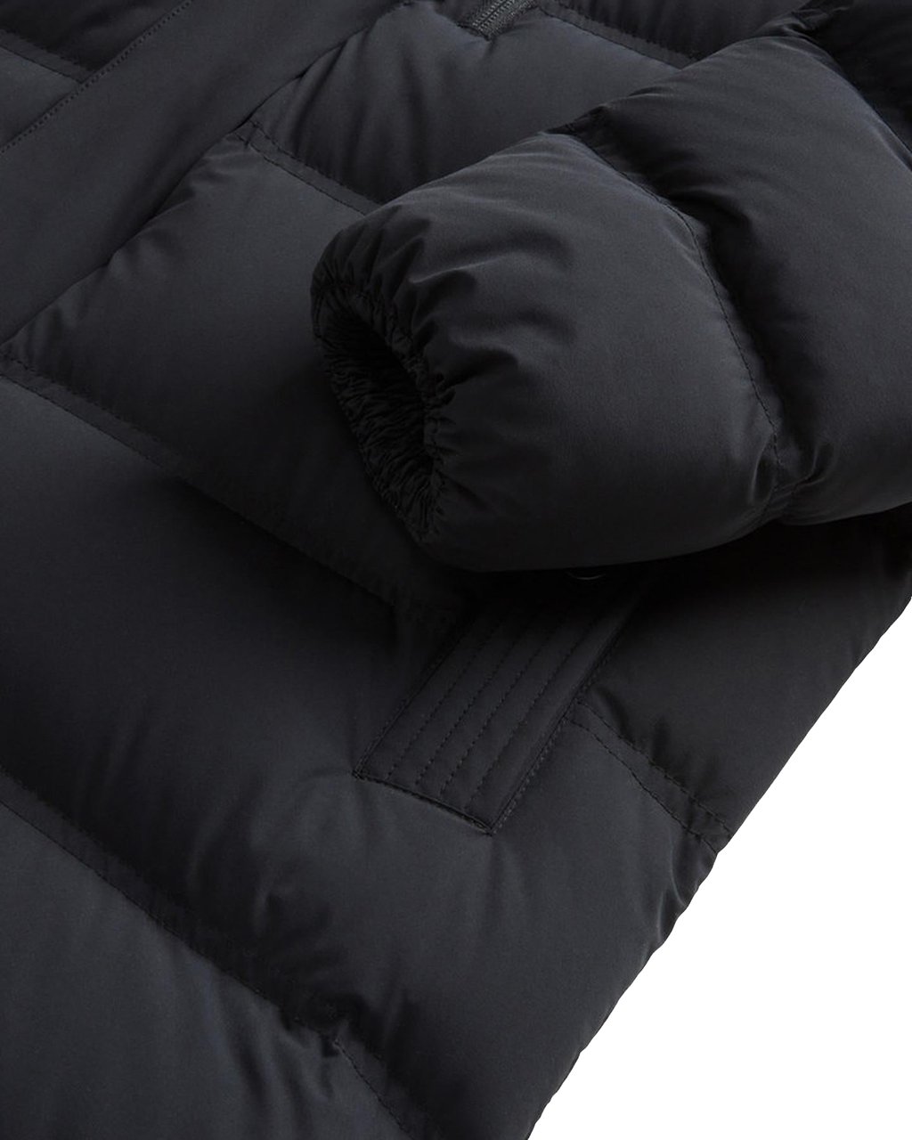 Woolrich Matt Stretch Long Winter Puffer Black Divers