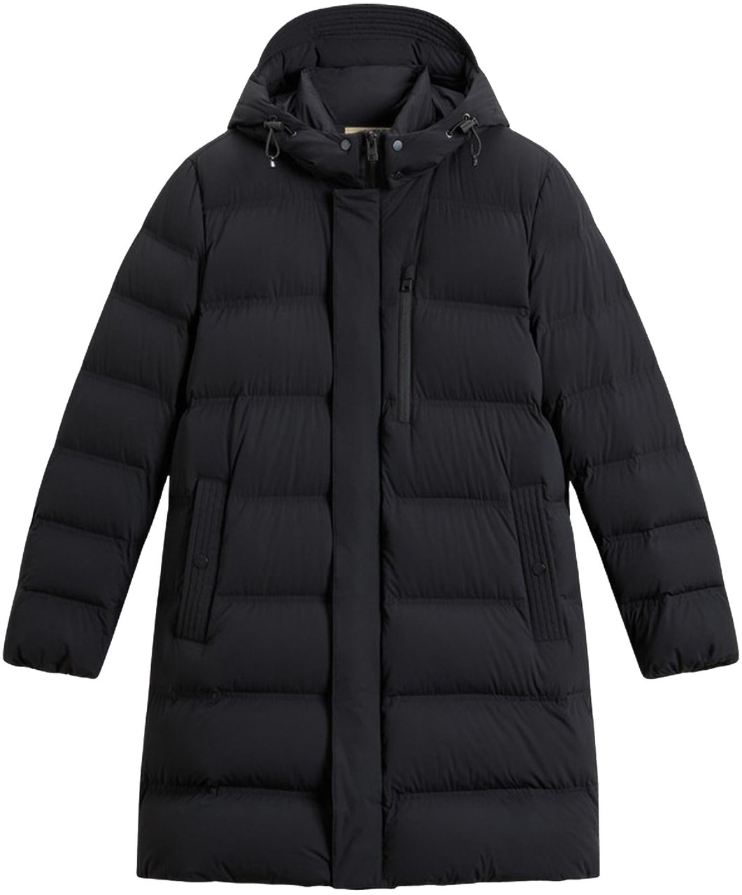 Woolrich Matt Stretch Long Winter Puffer Black Divers