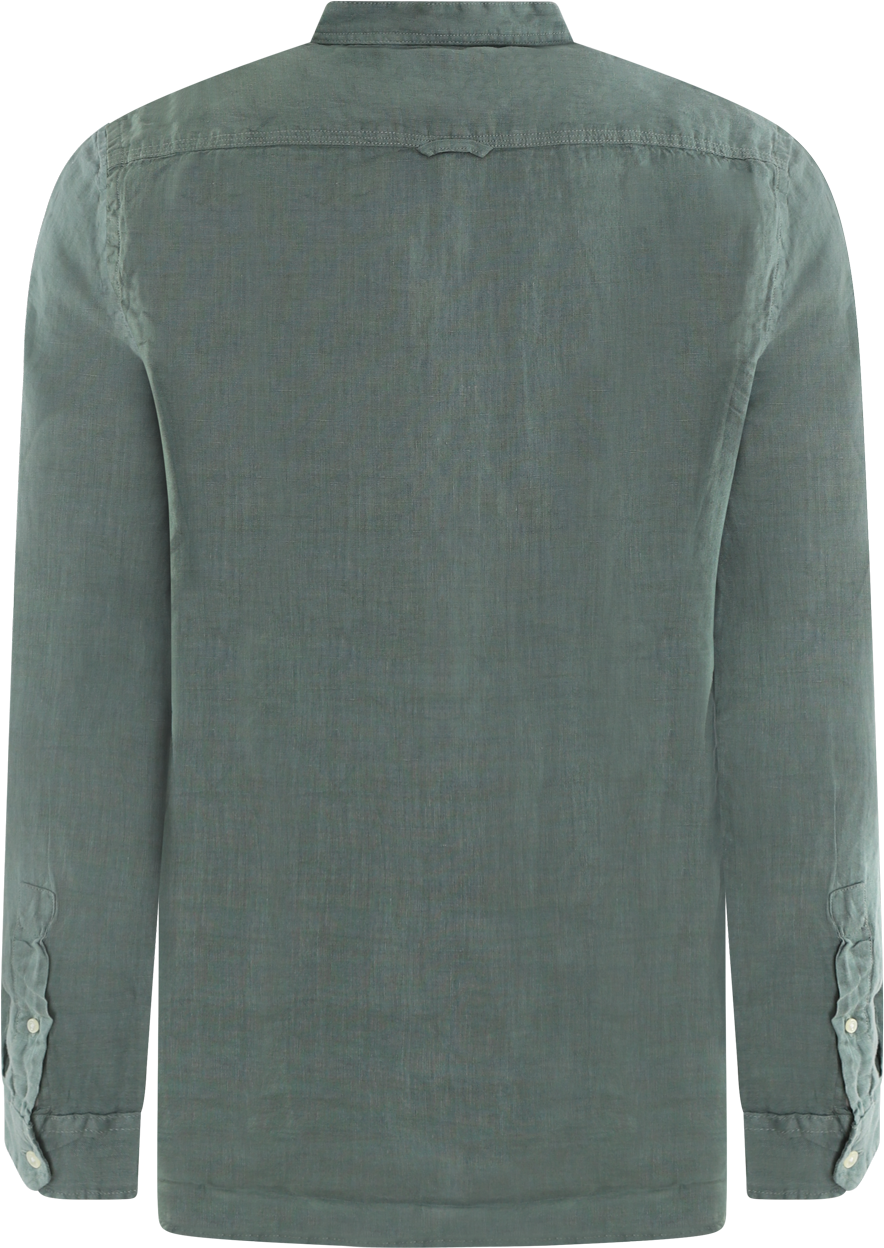 Woolrich Heren Band Collar Linen Shirt Groen Groen