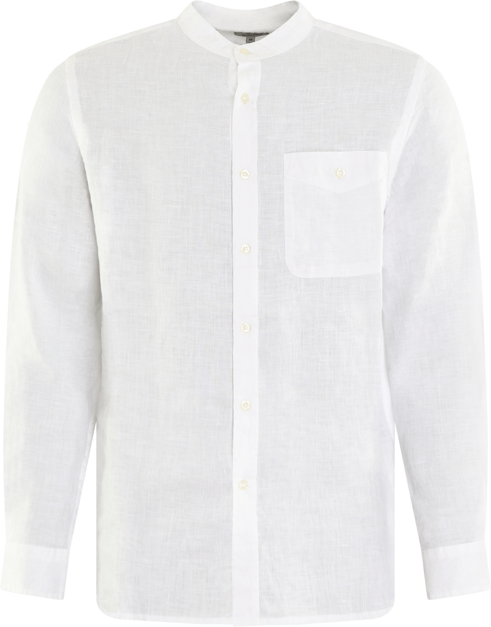 Woolrich Heren Band Collar Linen Shirt Wit Wit